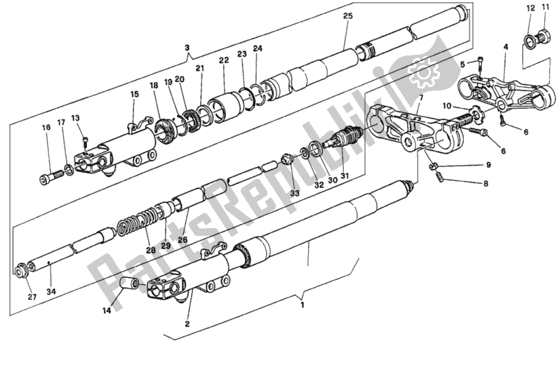 Todas las partes para Horquilla Delantera Ajustable de Ducati Supersport 750 SS 1991